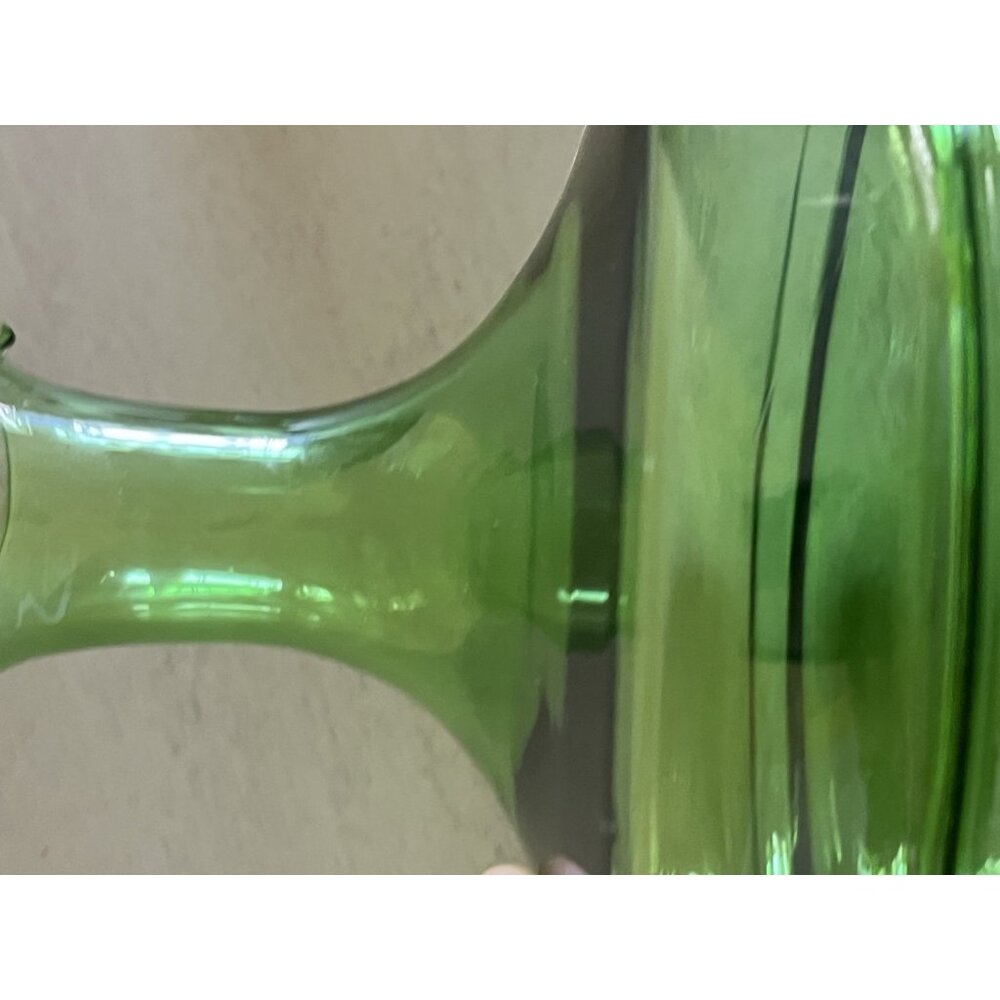 Vintage Peedee Green Glass Decanter Italy Hand Blown Glass MCM Original Stopper - Picture 5 of 11